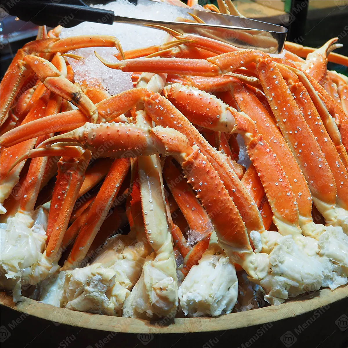 Snow crab legs on ice ready to serve at Ocean Crab Marysville, a Seafood Restaurant in Marysville