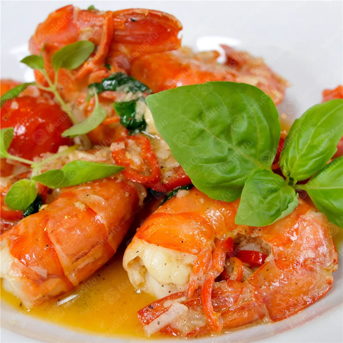 Sautéed shrimp with basil and tomatoes at Ocean Crab Marysville, a Seafood Restaurant in Marysville